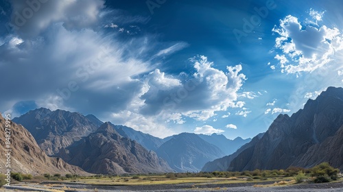 Stunning view of majestic mountains under a dramatic sky