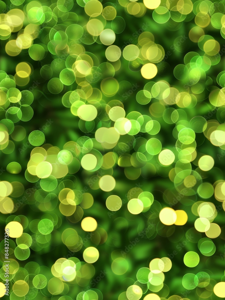 Obraz premium Blurred green and teal bokeh lights creating a festive and refreshing background. 