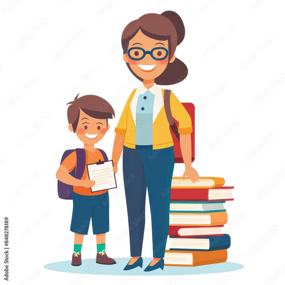 Teacher and Student with Books. Teacher and Student with Books.