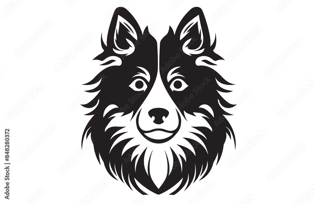 A black and white drawing of a dog's head A black and white drawing of a dog's head