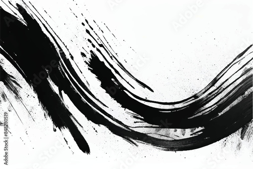 Black and white Grunge Brush Strokes Texture. Black Brush strokes Isolated on White Background. Ink brush strokes, lines. Grunge backgrounds. Black Paint Brush Strokes.