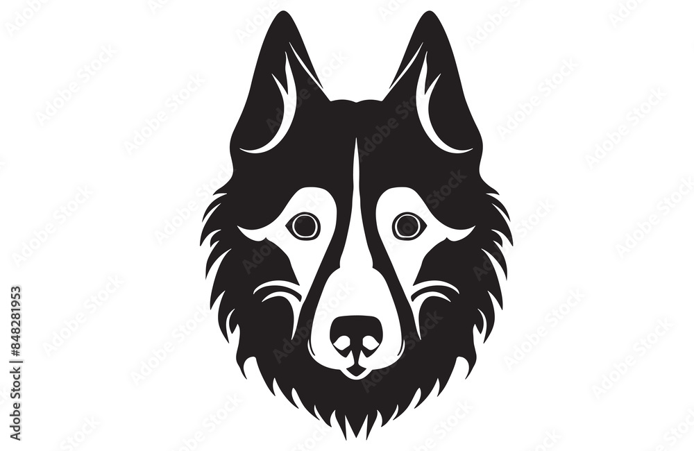 A black and white drawing of a dog's head A black and white drawing of a dog's head