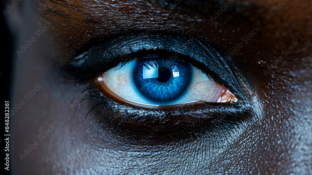 Closeup of the blue eye of a young African man Closeup of the blue eye of a young African man