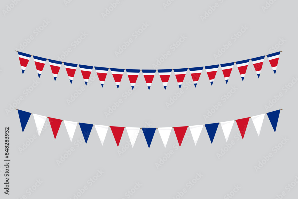 Obraz premium Flags isolated. Costa Rica paper bunting. flags birthday, anniversary, celebrate event.