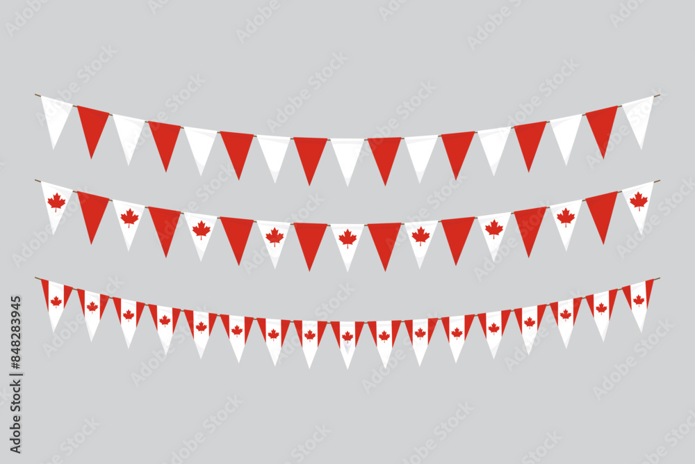 Obraz premium Flags isolated. Canada paper bunting. flags birthday, anniversary, celebrate event.