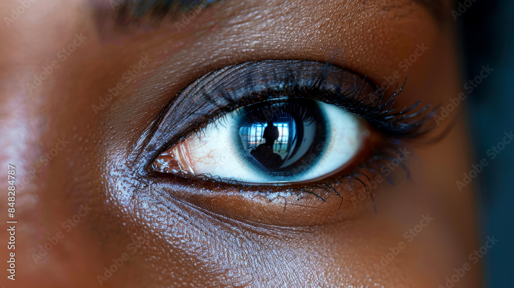 Closeup of dark brown eye of a young African woman Closeup of dark brown eye of a young African woman