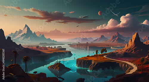 Fantasy surreal landscape Background
