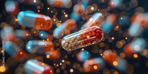 Innovative Integration of Health Tech with Floating Capsules for Genetic-Based Medication Prediction. Concept Health Tech, Floating Capsules, Genetic Medication, Innovation Integration photo
