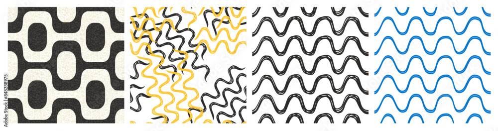 Vector collection of seamless patterns. Ipanema style