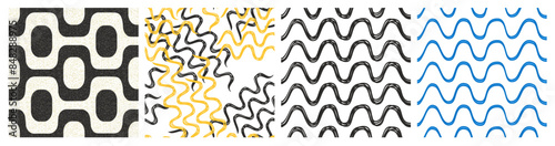 Vector collection of seamless patterns. Ipanema style