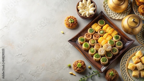 Minimalist setup of Arabic sweets for Eid celebration, Eid, Ramadan, Arabic, sweets, dessert, celebration, tradition