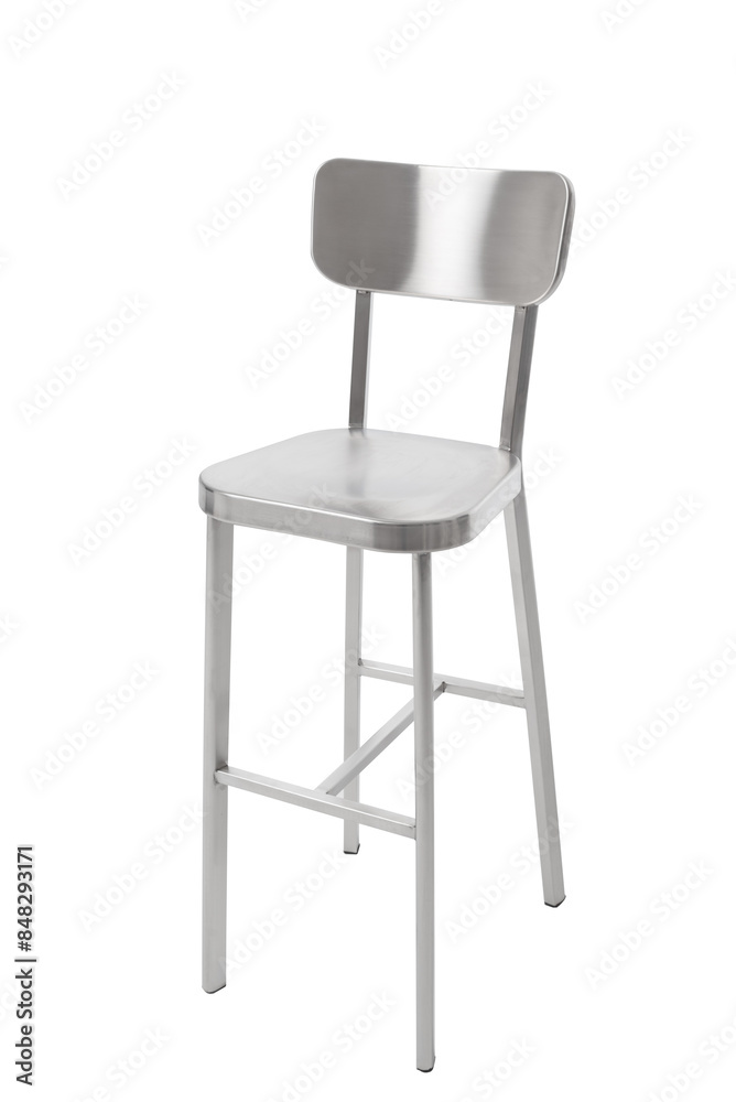 tall metal bar chair isolated on white background. modern design aluminium seat tall metal bar chair isolated on white background. modern design aluminium seat