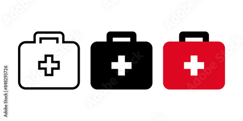 First aid kit icon set. flat illustration of vector icon