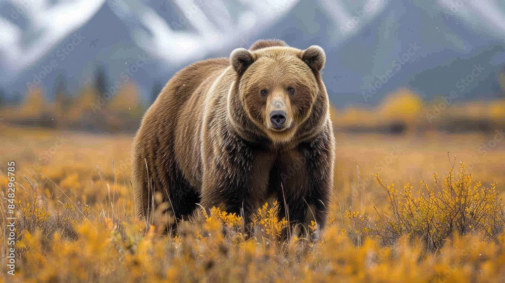 Grizzly Bear in Autumn Landscape Grizzly Bear in Autumn Landscape