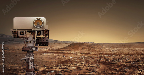 Mars Rover explores the red planet. Elements of this image furnished by NASA.