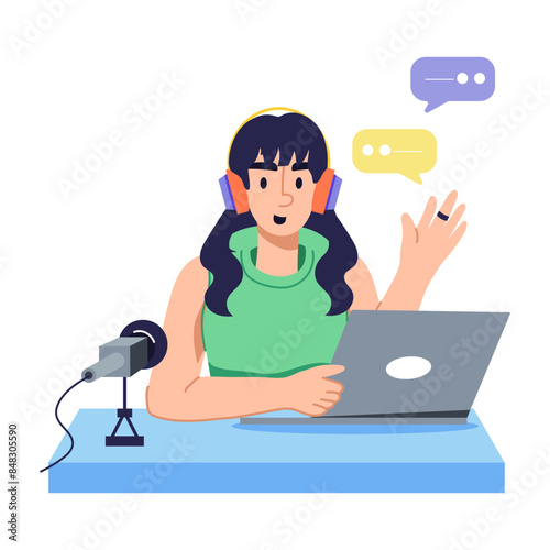 Check audio conversation flat illustration 
