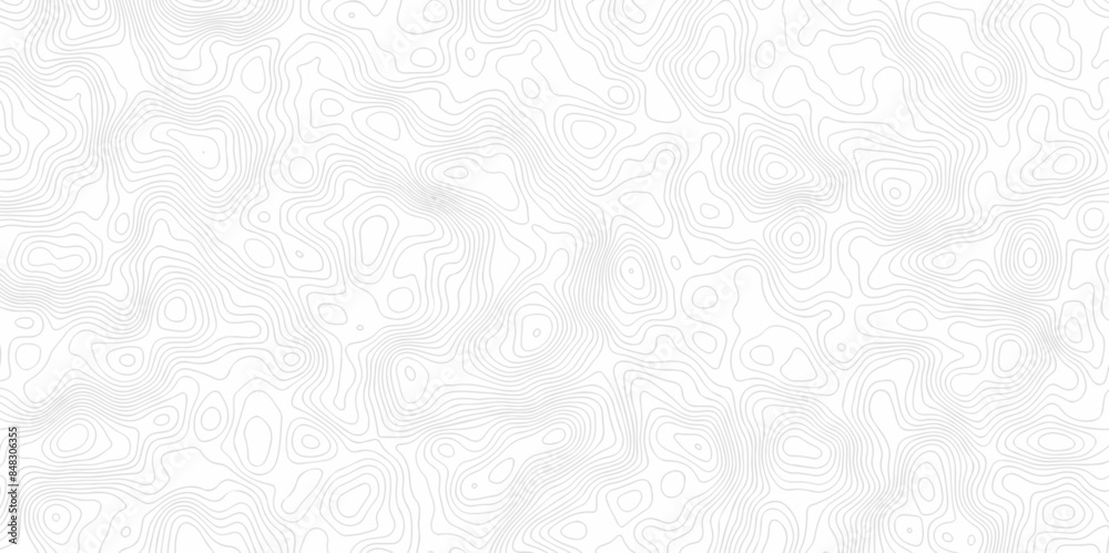 Obraz premium Vector geography landscape Topo contour map on white background, Topographic contour lines. Seamless pattern with lines Topographic map. Geographic mountain relief diagram line wave carve pattern.
