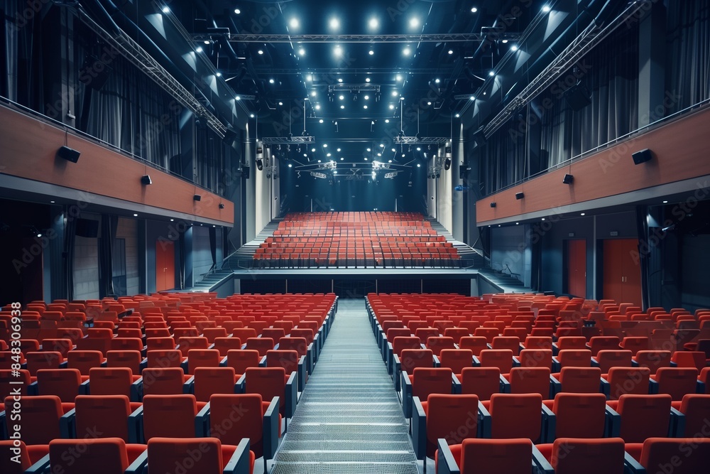 Fototapeta premium Live Concert Stream: Empty Hall Performance