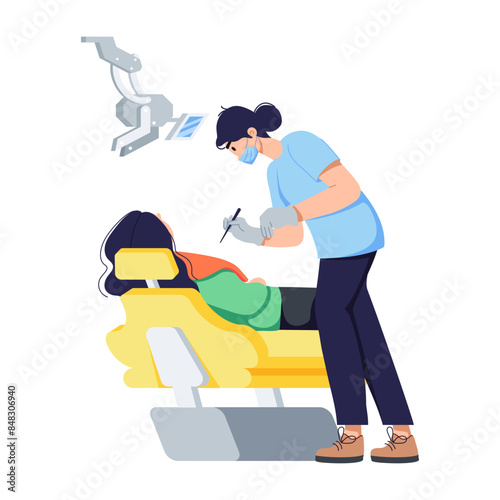 Easy to edit flat illustration of dental checkup 