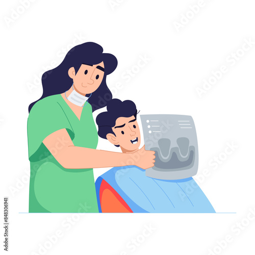 A well-designed flat illustration of dental radiology 