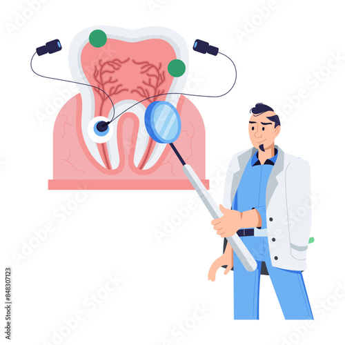 Check out this flat illustration of endodontic treatment