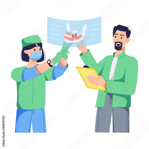 Check out flat illustration of a dentistry team 