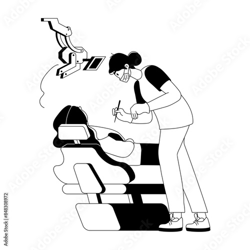 Easy to edit glyph illustration of dental checkup 