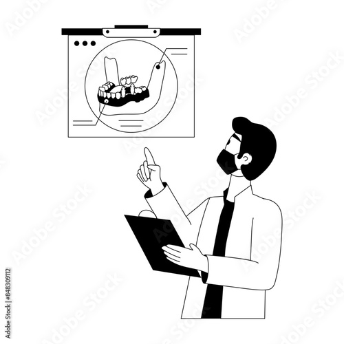 Ready to use glyph illustration of prosthetic dentist 
