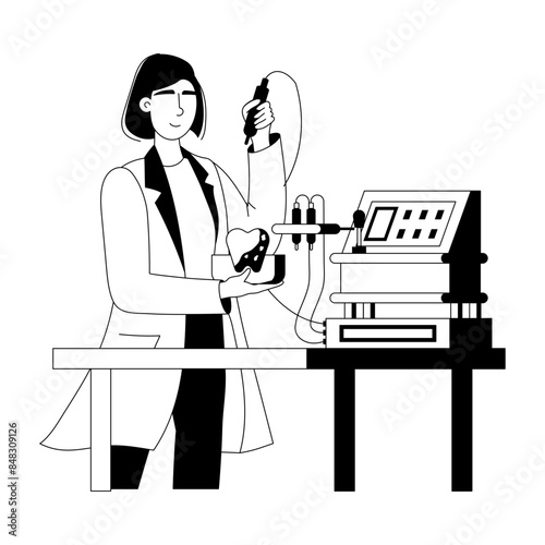 Handy glyph illustration depicting dental scaling 