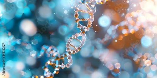 Close-up View of Blurred DNA Double Helix. Concept Genetics, DNA Structure, Molecular Biology, Science Research, Blurred Background