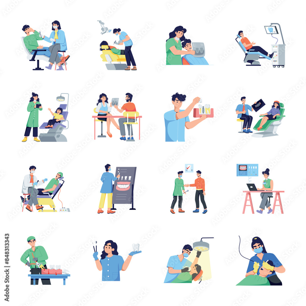 Set of 16 Flat Style Dentist Activities Illustrations
Set of 16 Flat Style Dentist Activities Illustrations