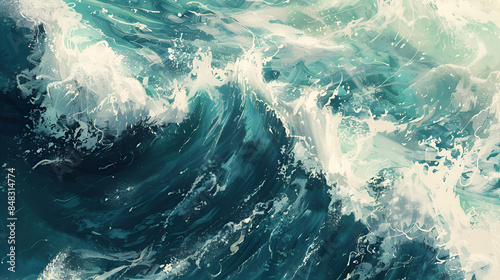 This is a detail of a painting depicting an ocean wave © Alon