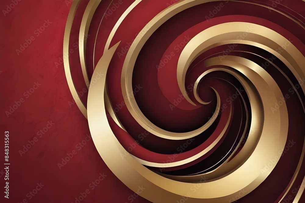 New Year abstract red background with golden light effects. Horizontal background with bokeh blur effects for Christmas.