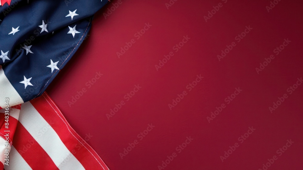 plain navy red background with a USA flag theme in the corner and copy space for text on the bottom plain navy red background with a USA flag theme in the corner and copy space for text on the bottom