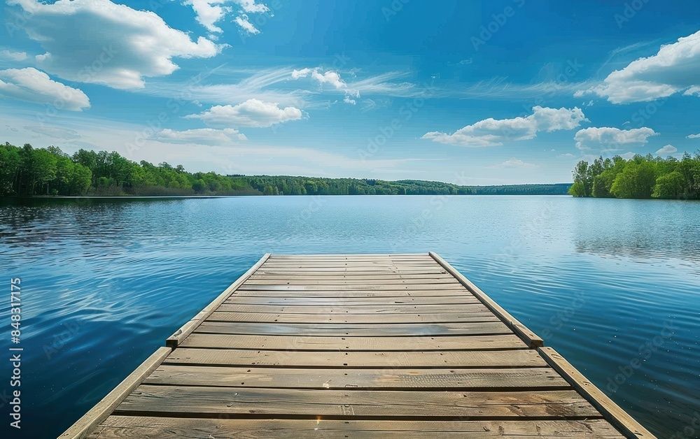 Fototapeta premium Serene Lakeside Wooden Dock