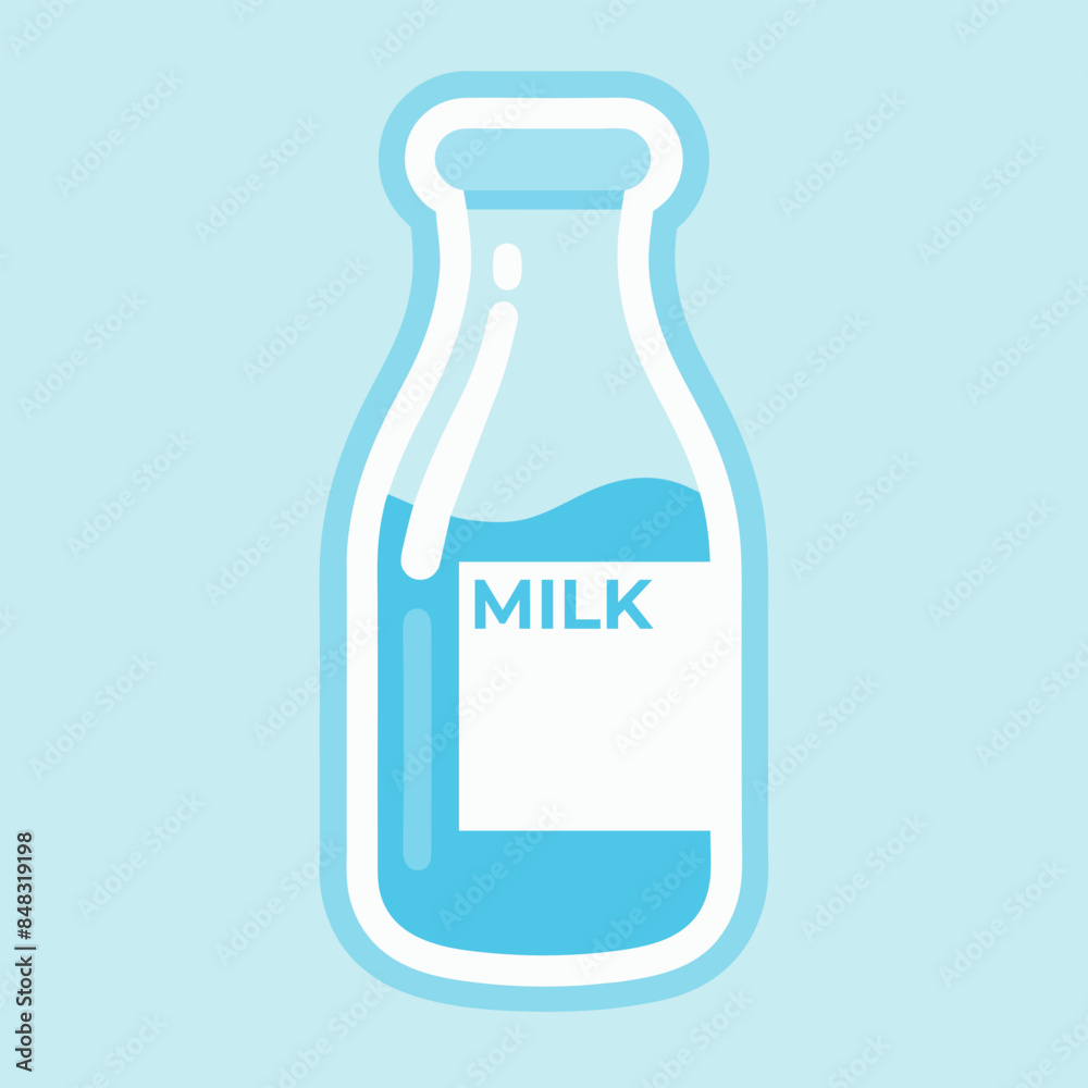 Milk bottle on blue background. Flat design. Vector illustration. Milk bottle on blue background. Flat design. Vector illustration.