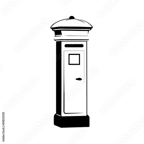Wallpaper Mural black and white illustration of a classic British postbox, suitable for various graphic design projects Torontodigital.ca