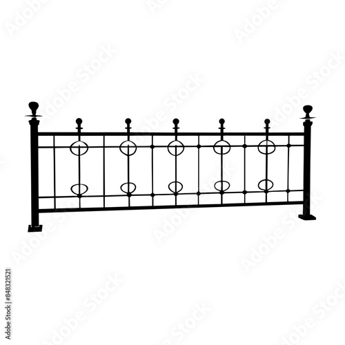An ornamental iron fence used for boundaries and decoration.
