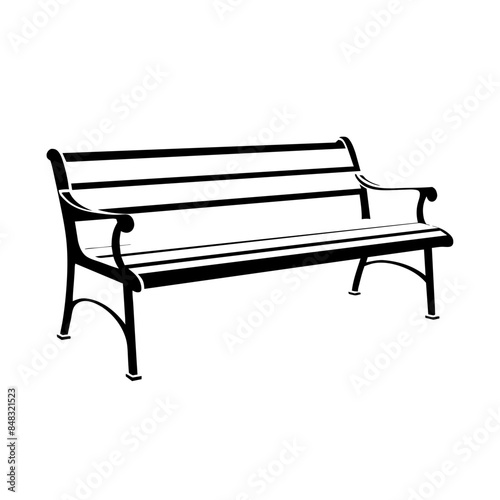 park bench providing seating in outdoor areas.
