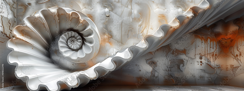 © Pink Badger - An otherworldly marble staircase defies gravity and logic, its impossible, contorted form carving a mesmerizing pathway through a surreal, ethereal space.