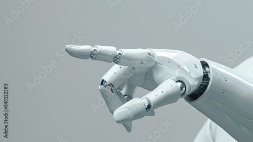 A robotic hand is pointing to the right for technology and innovation concept