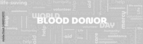 World Blood Donor Day Vector, Poster, Flyer, Background. June 14, banner, tag cloud, banner
