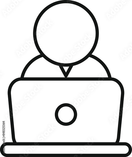 Simple icon of a businessman working on his laptop, perfect for representing office work and productivity