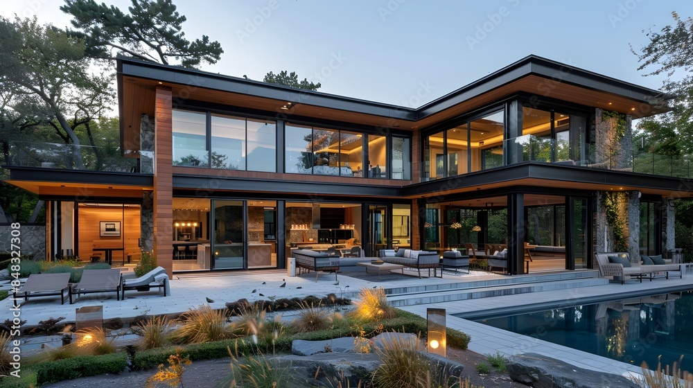 Fototapeta premium Eco Friendly Home Designed with Sustainable Insulation and Biophilic Principles