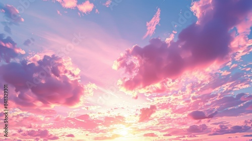 Vivid pink sunset sky suitable for a background image