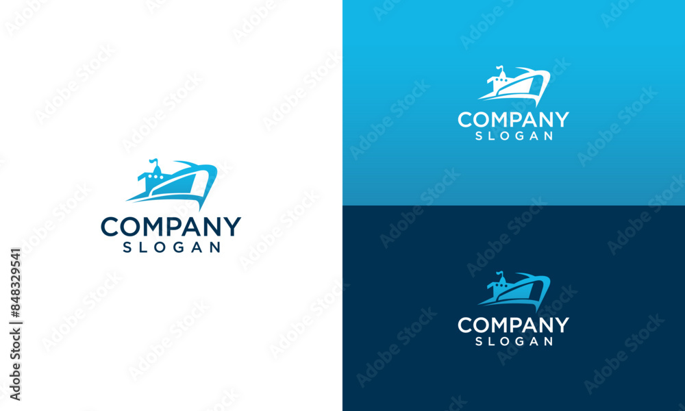 Boat Logo Design Vector Stock. Marine Ship Logo Design Template Boat Logo Design Vector Stock. Marine Ship Logo Design Template