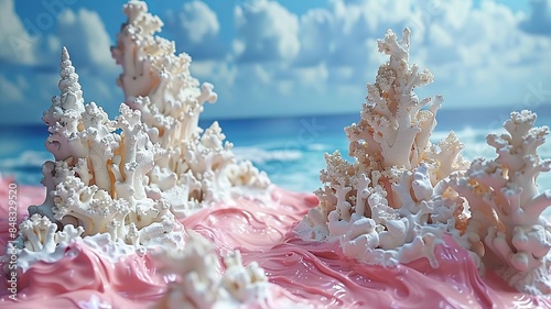 Fototapeta Naklejka Na Ścianę i Meble -  Beautiful coral reef structure on a sandy shore