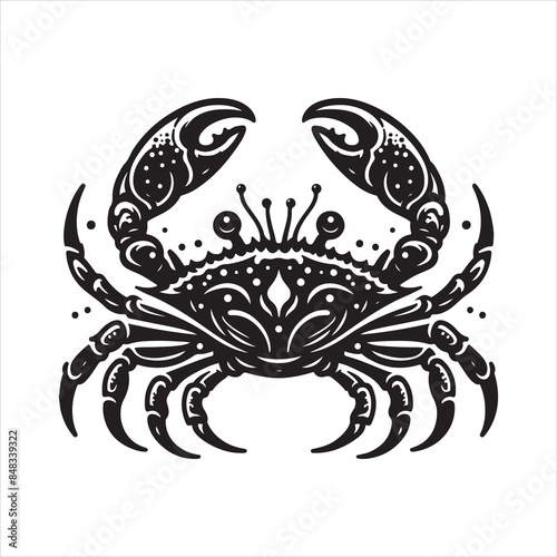 crab clipart, illustration white and black