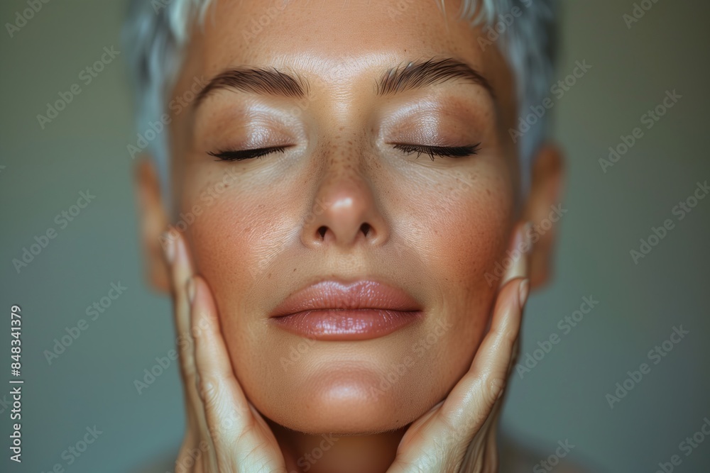 A woman with light hair and a light skin tone is smiling and looking at the camera. She has a clear complexion and a well-groomed appearance A woman with light hair and a light skin tone is smiling and looking at the camera. She has a clear complexion and a well-groomed appearance