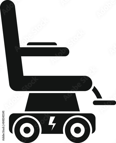 Black glyph icon of an electric wheelchair providing independent mobility for a disabled person